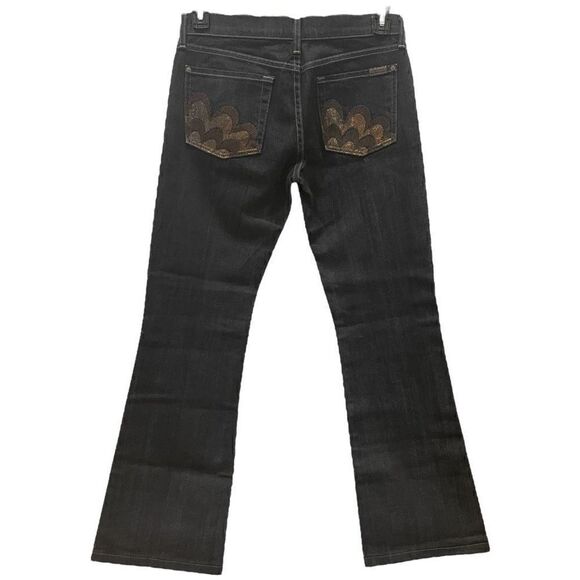 7 Seven for All Mankind Bootcut 28 Jeans Back Pocket Embroidered Sequin - Picture 6 of 7